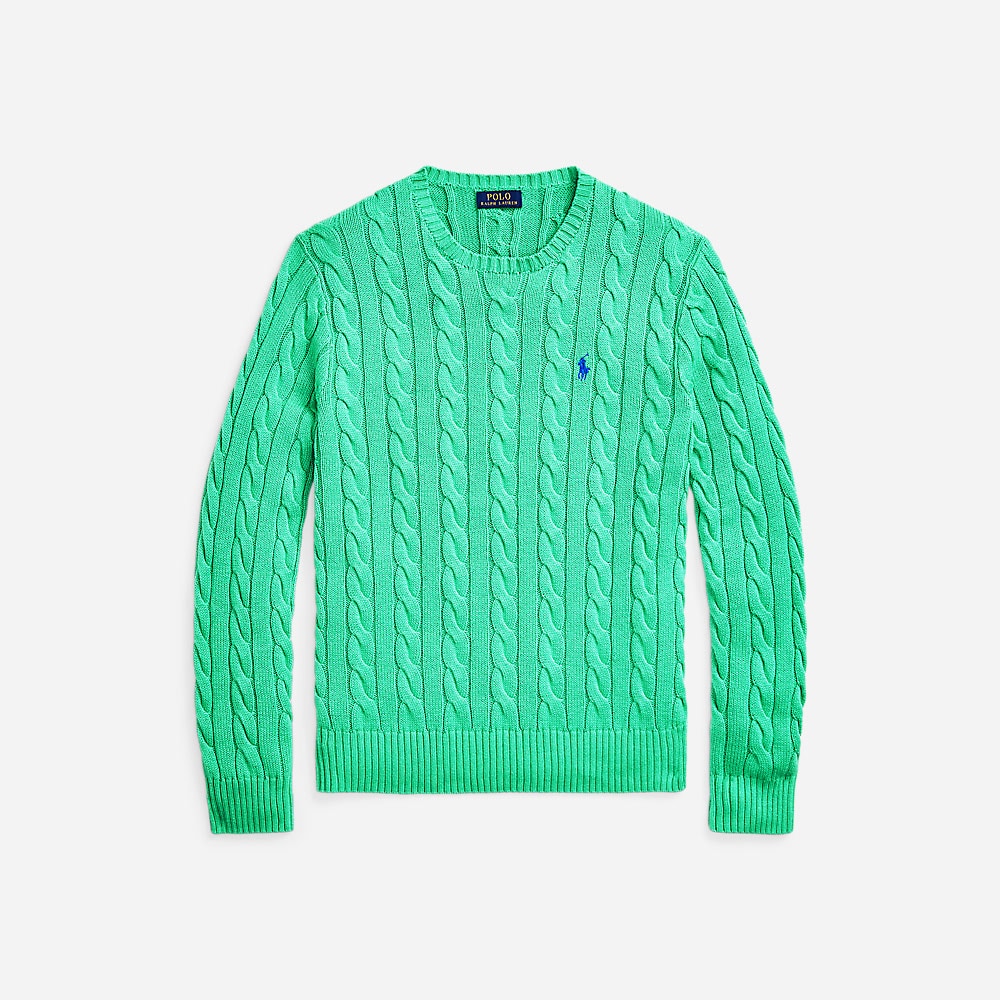 Cable-Knit Cotton Jumper -  Classic Kelly