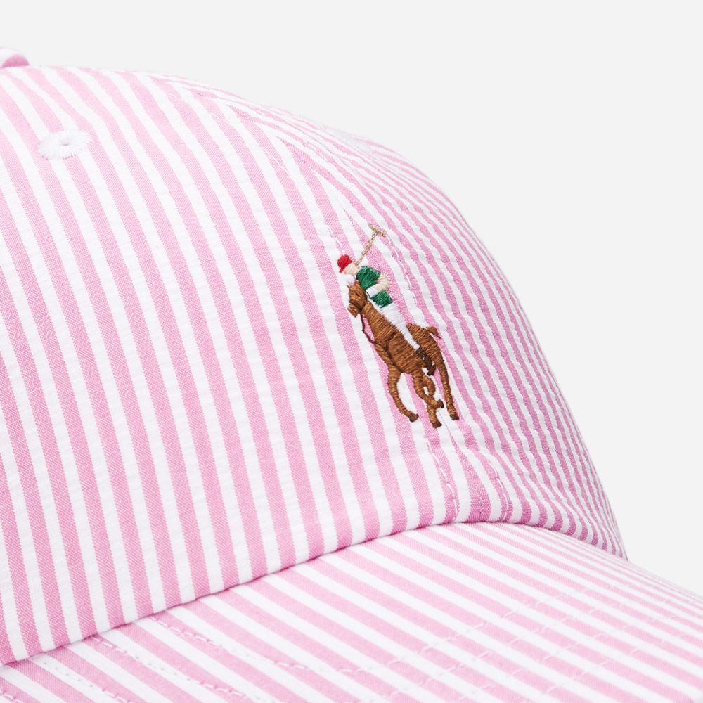 Cotton Seersucker Ball Cap - Pink Seersucker