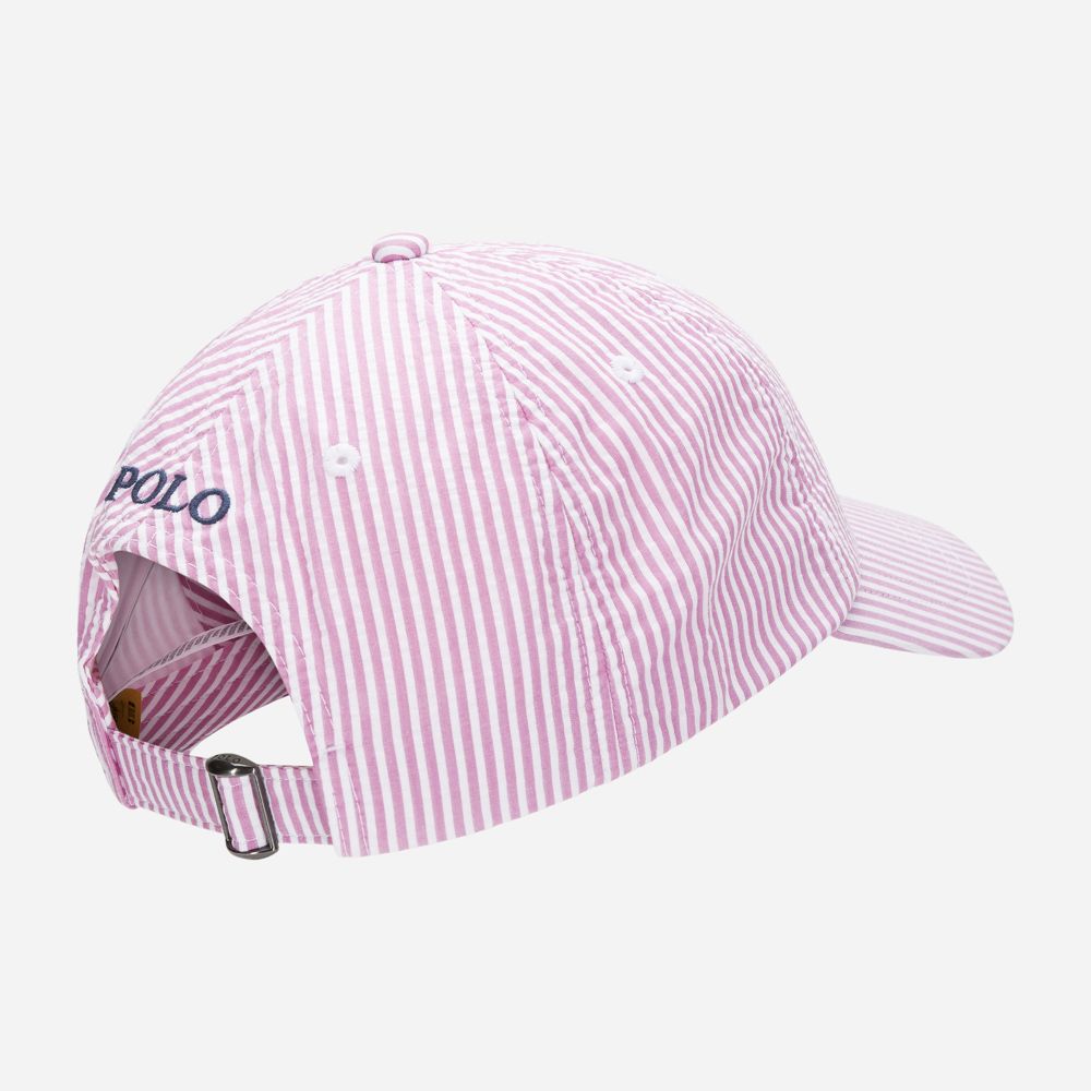 Cotton Seersucker Ball Cap - Pink Seersucker