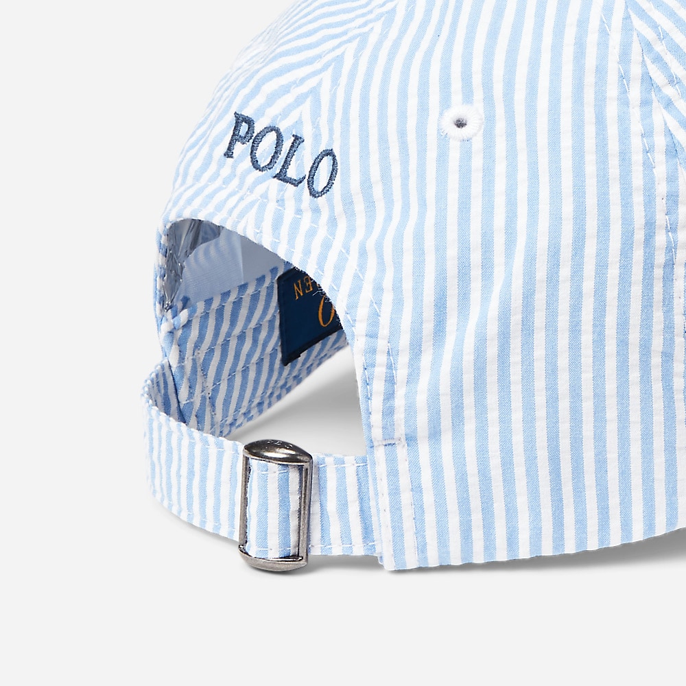 Cotton Seersucker Ball Cap - Blue Seersucker