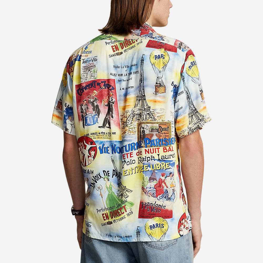 Classic Fit Printed Camp Shirt - City Of Light Poster