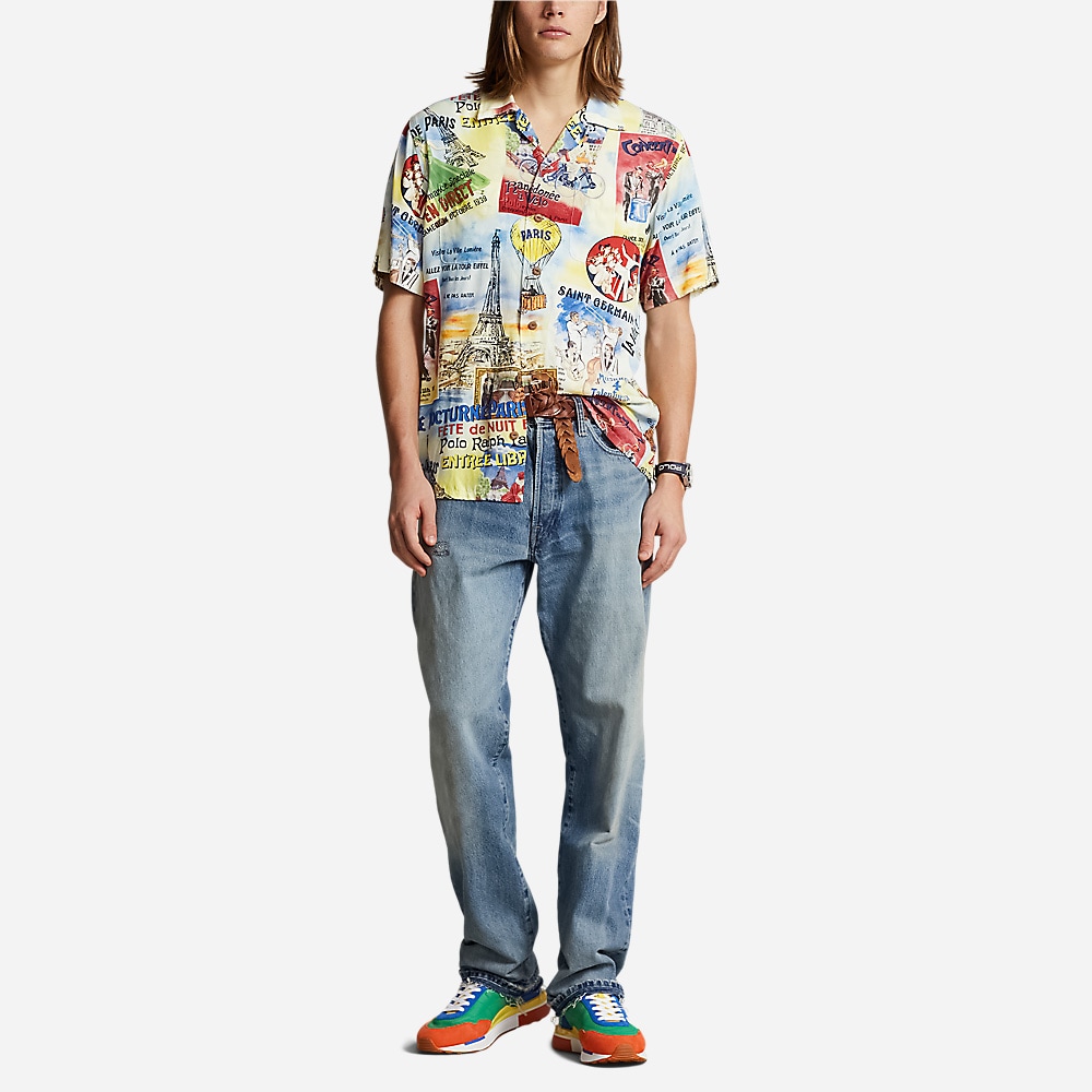 Classic Fit Printed Camp Shirt - City Of Light Poster