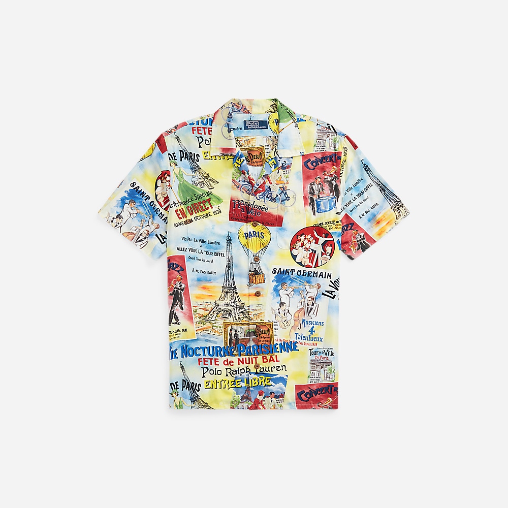 Classic Fit Printed Camp Shirt - City Of Light Poster