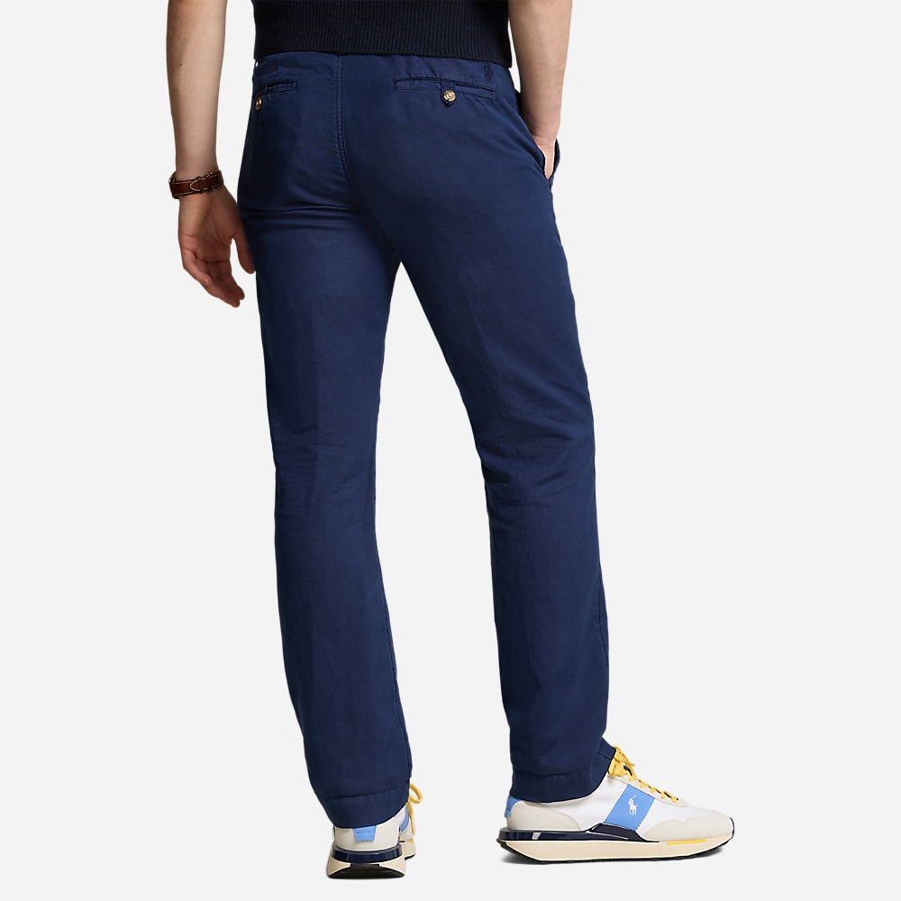 Straight Fit Linen-Cotton Pant - Newport Navy