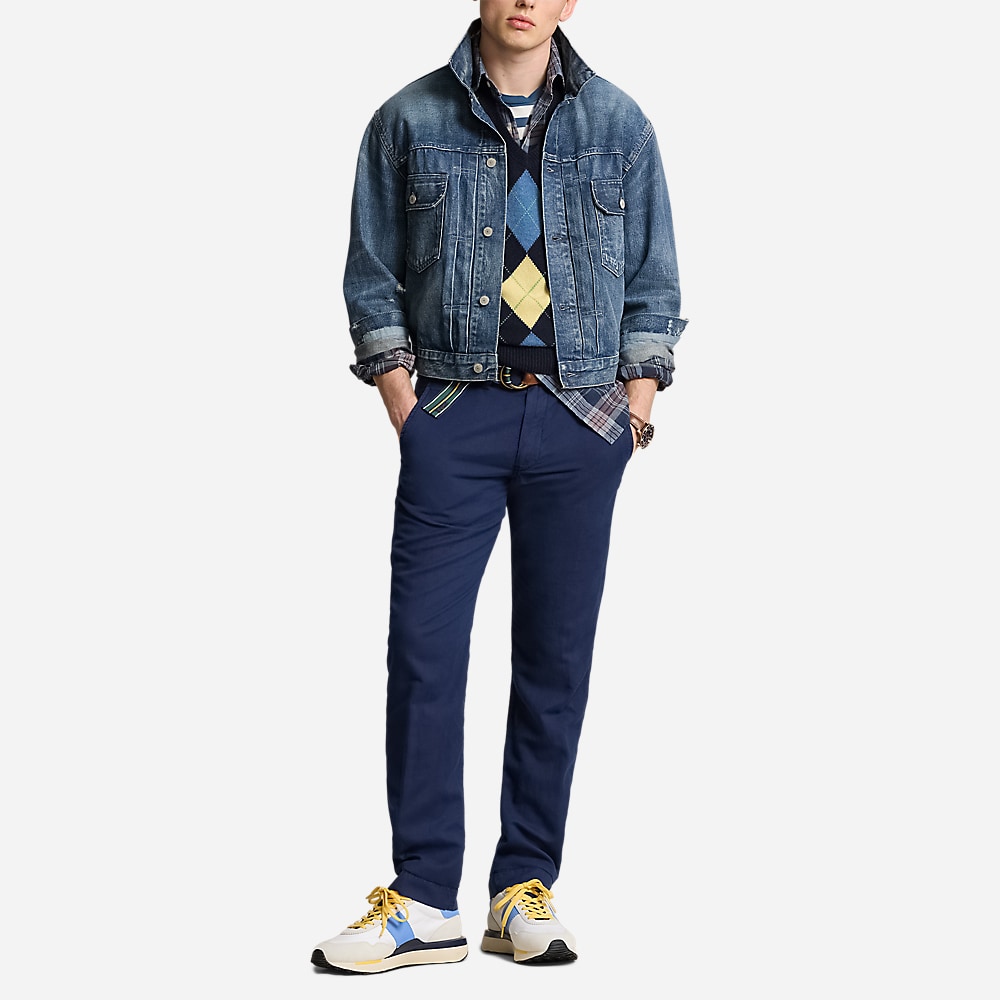 Straight Fit Linen-Cotton Pant - Newport Navy