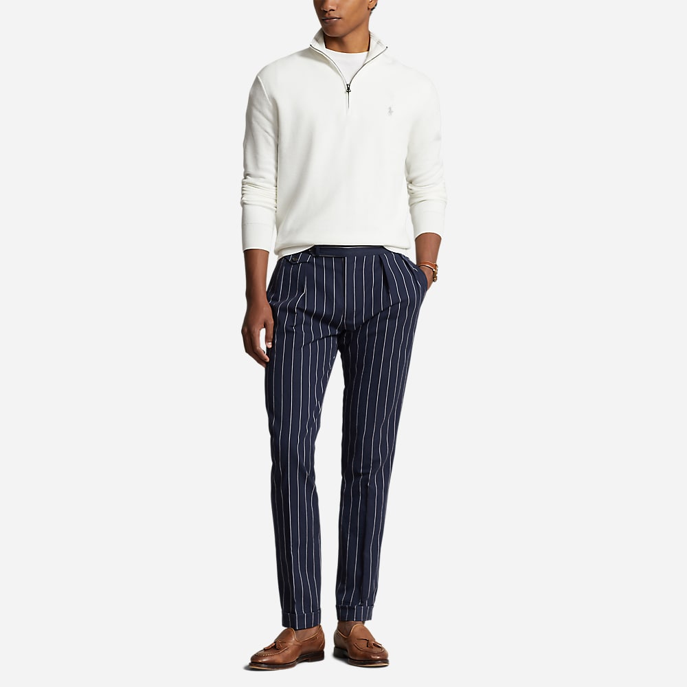 Mesh-Knit Cotton Quarter-Zip Sweater - Deckwash White
