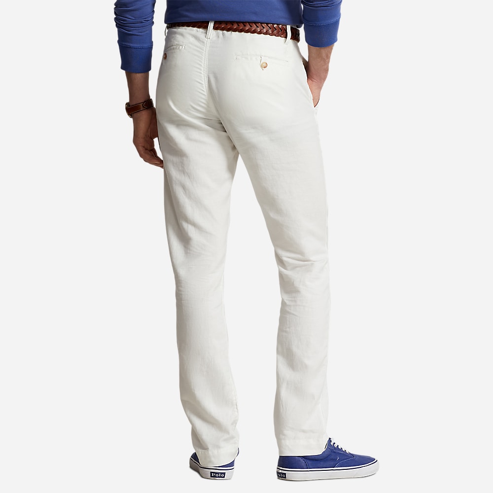 Straight Fit Linen-Cotton Pant - Deckwash White