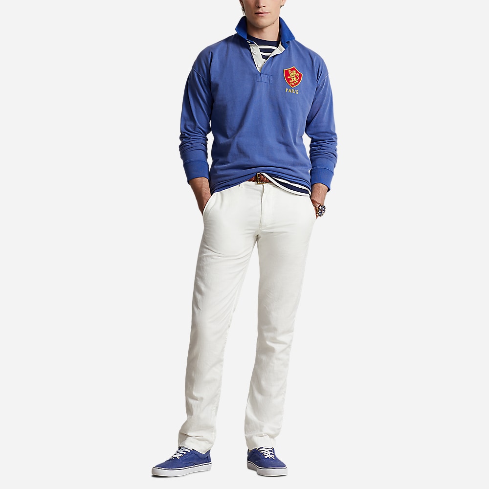 Straight Fit Linen-Cotton Pant - Deckwash White