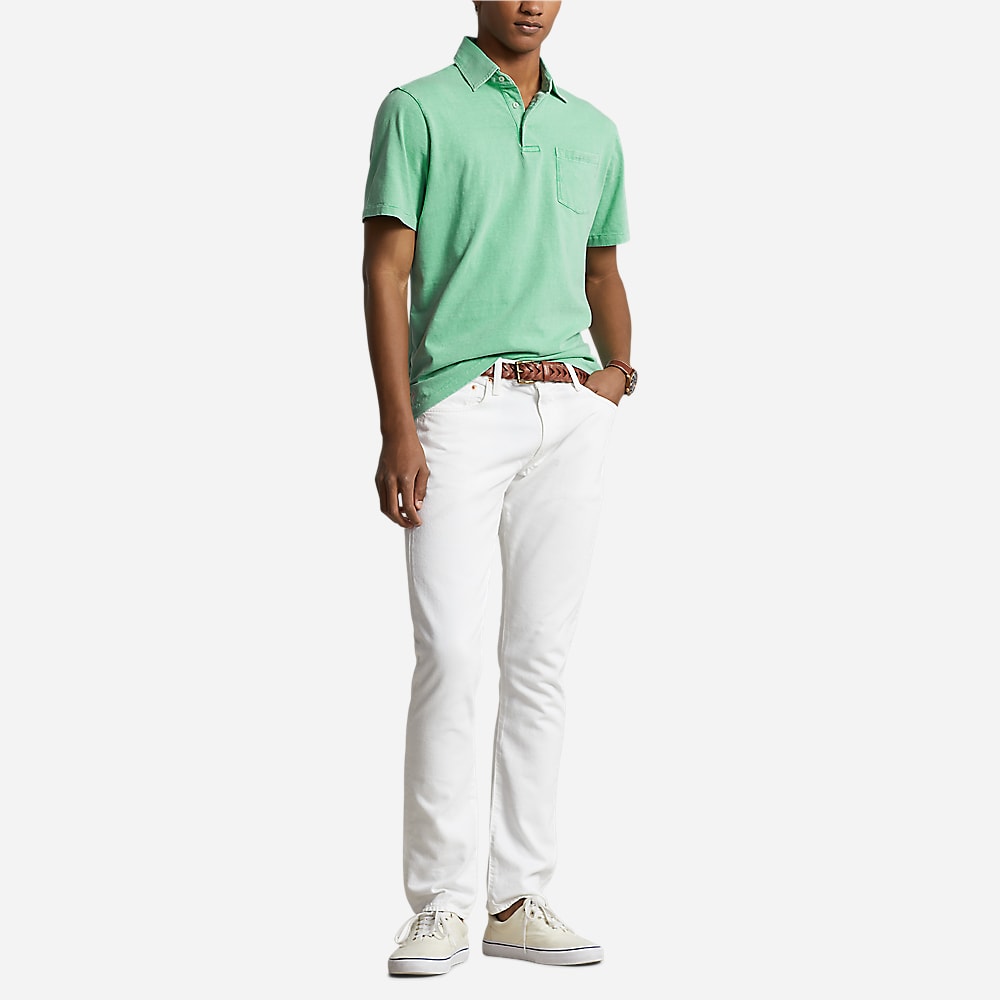 Classic Fit Cotton-Linen Polo Shirt - Celadon
