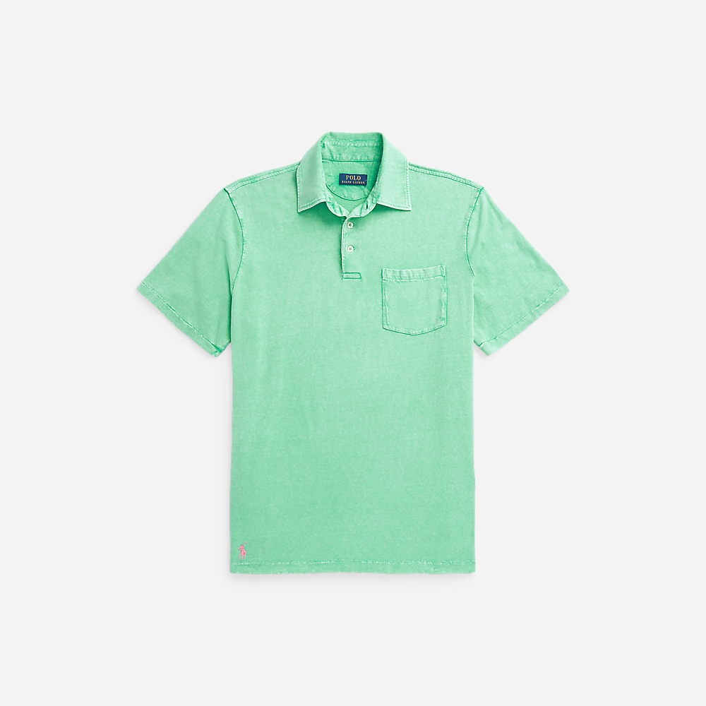 Classic Fit Cotton-Linen Polo Shirt - Celadon