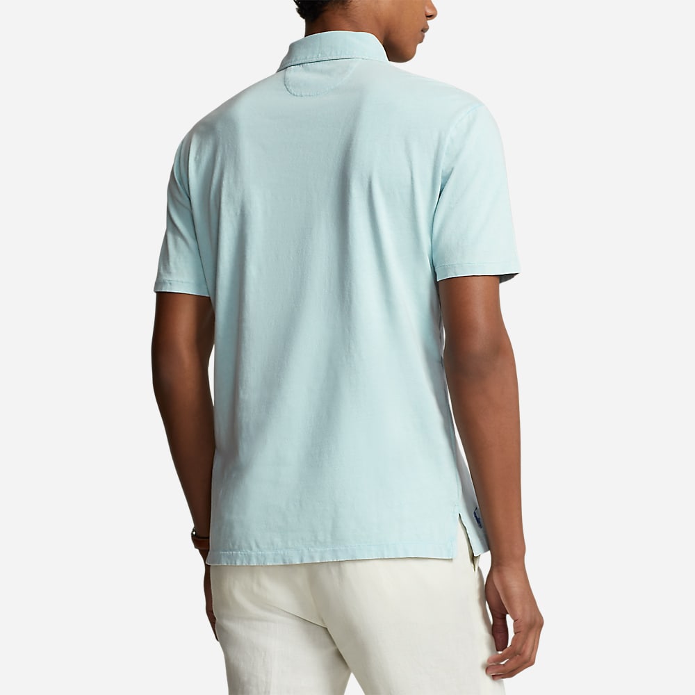 Classic Fit Cotton-Linen Polo Shirt - Alpine Blue