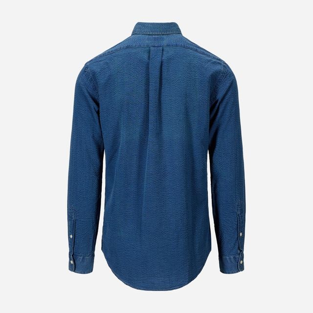 Custom Slim Fit Seersucker Shirt - Dark Indigo