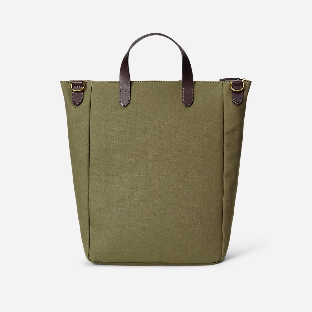 Leather-Trim Canvas Tote - Canopy Olive