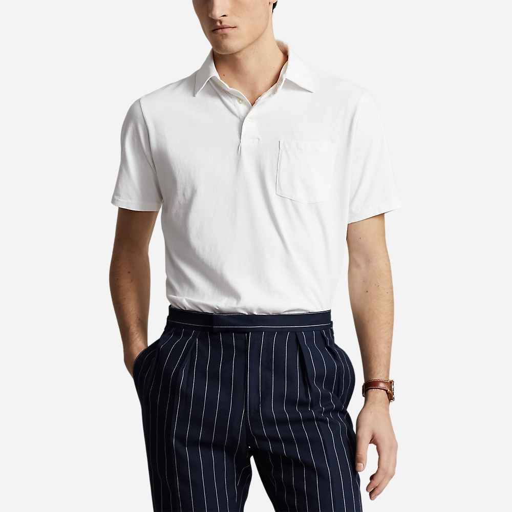 Classic Fit Cotton-Linen Polo Shirt - Ceramic White