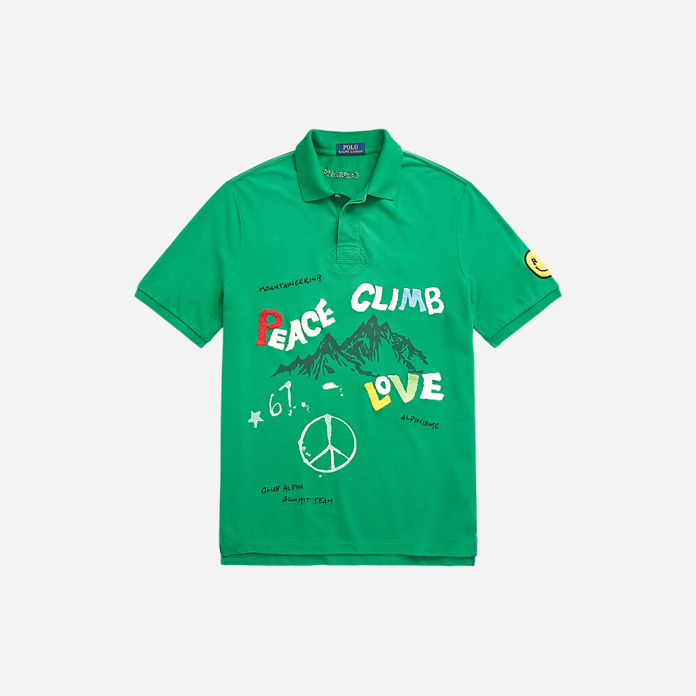 Classic Fit Peace Climb Love Polo Shirt - Kayak Green
