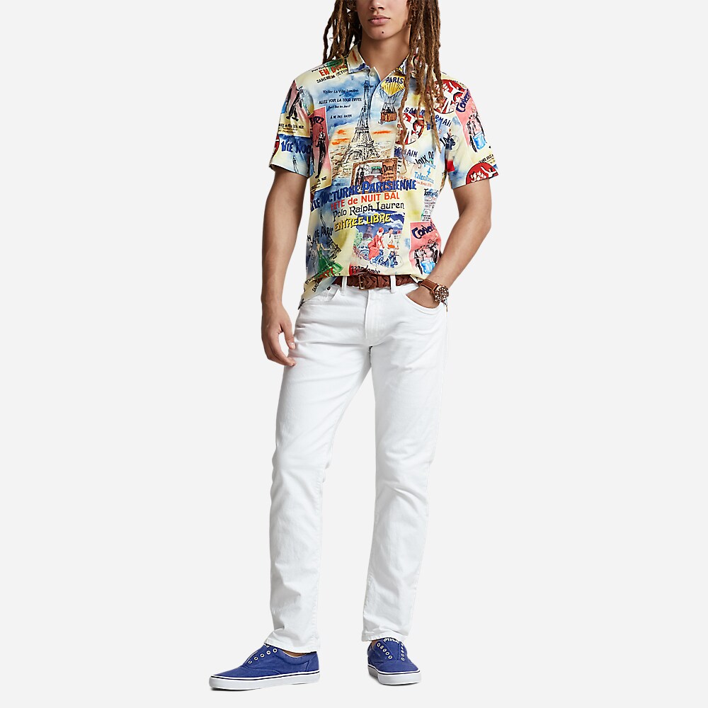 Standard Fit Printed Jersey Polo Shirt - City Of Lights Poster