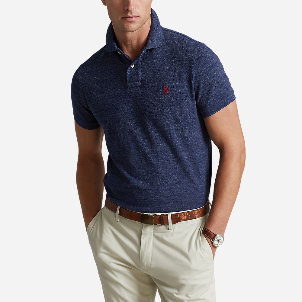 Custom Slim Fit Mesh Polo Shirt - Classic Royal Heather