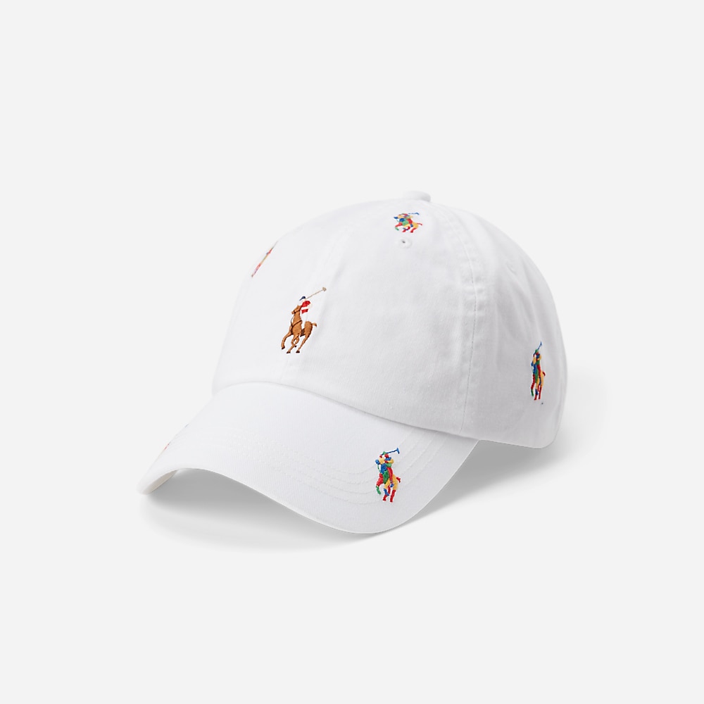Classic Sport Cap - White W/ Multi Pp