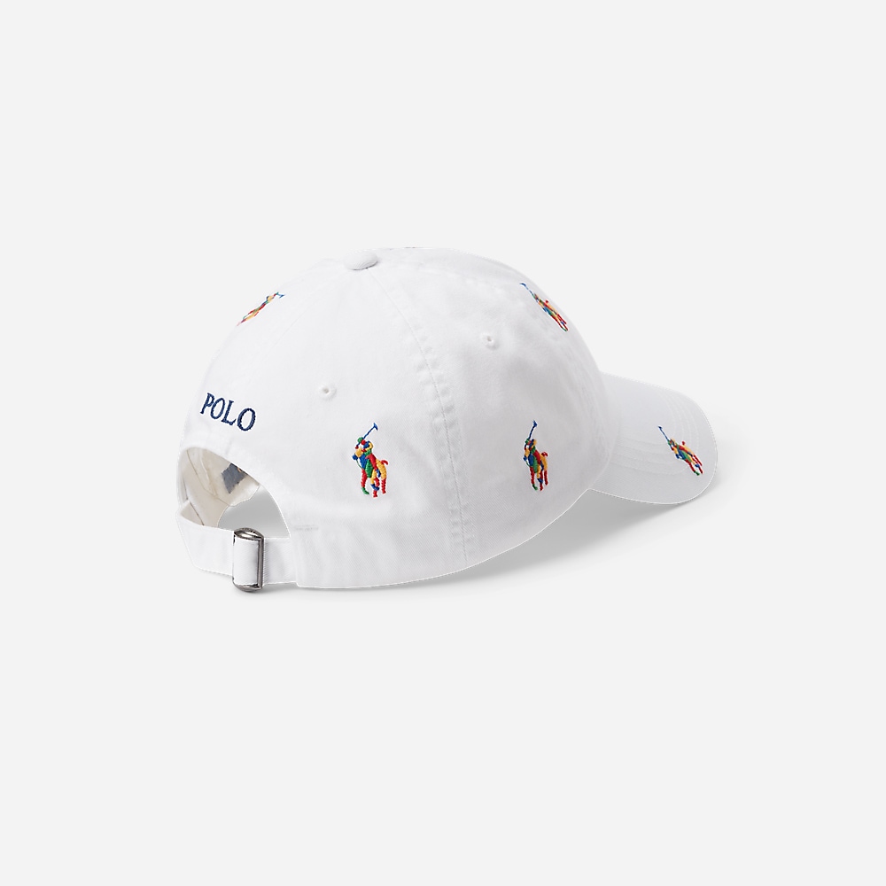 Classic Sport Cap - White W/ Multi Pp