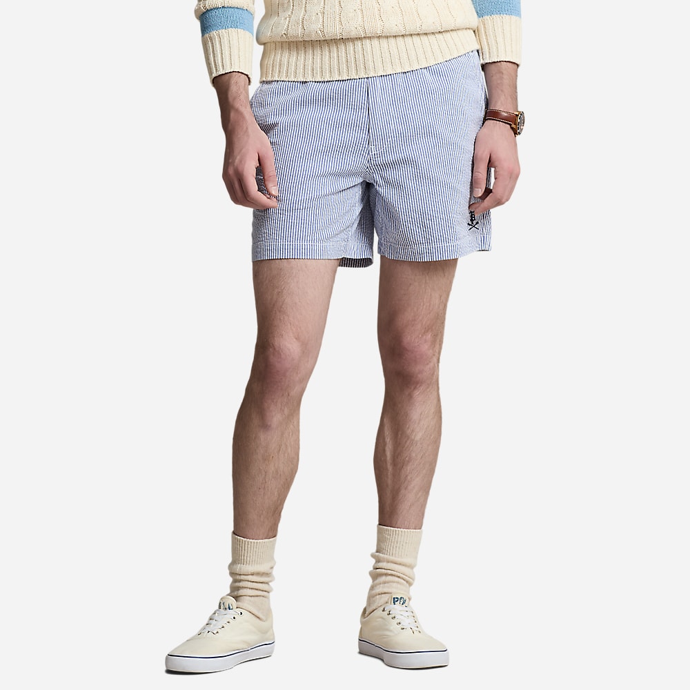 Polo Prepster Seersucker Short - Blue Seersucker W/Gthc P Emb