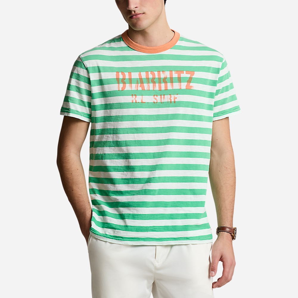 Classic Fit Striped Jersey T-Shirt - Summer Emerald Multi