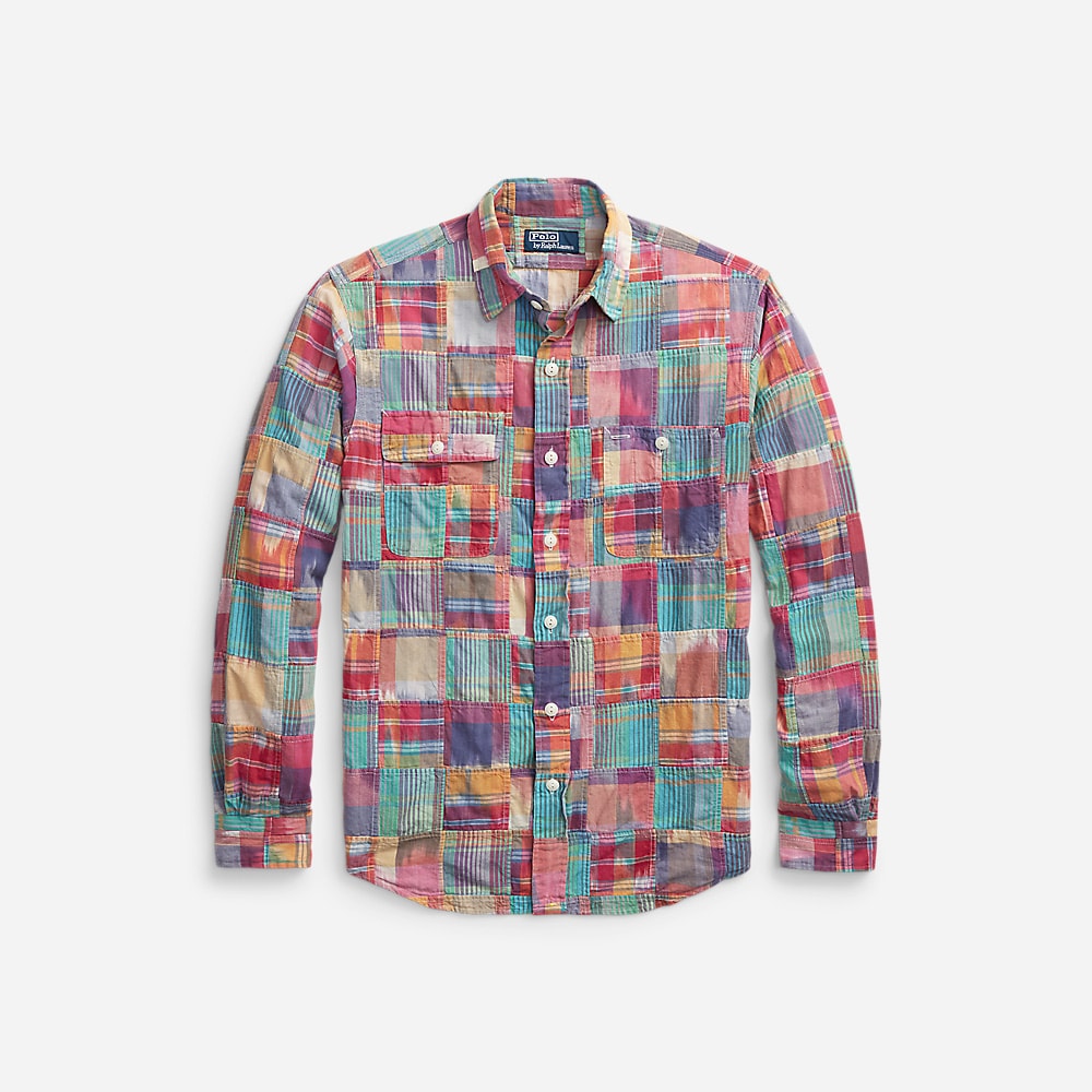 Classic Fit Patchwork Madras Workshirt - Ikat Patchwork