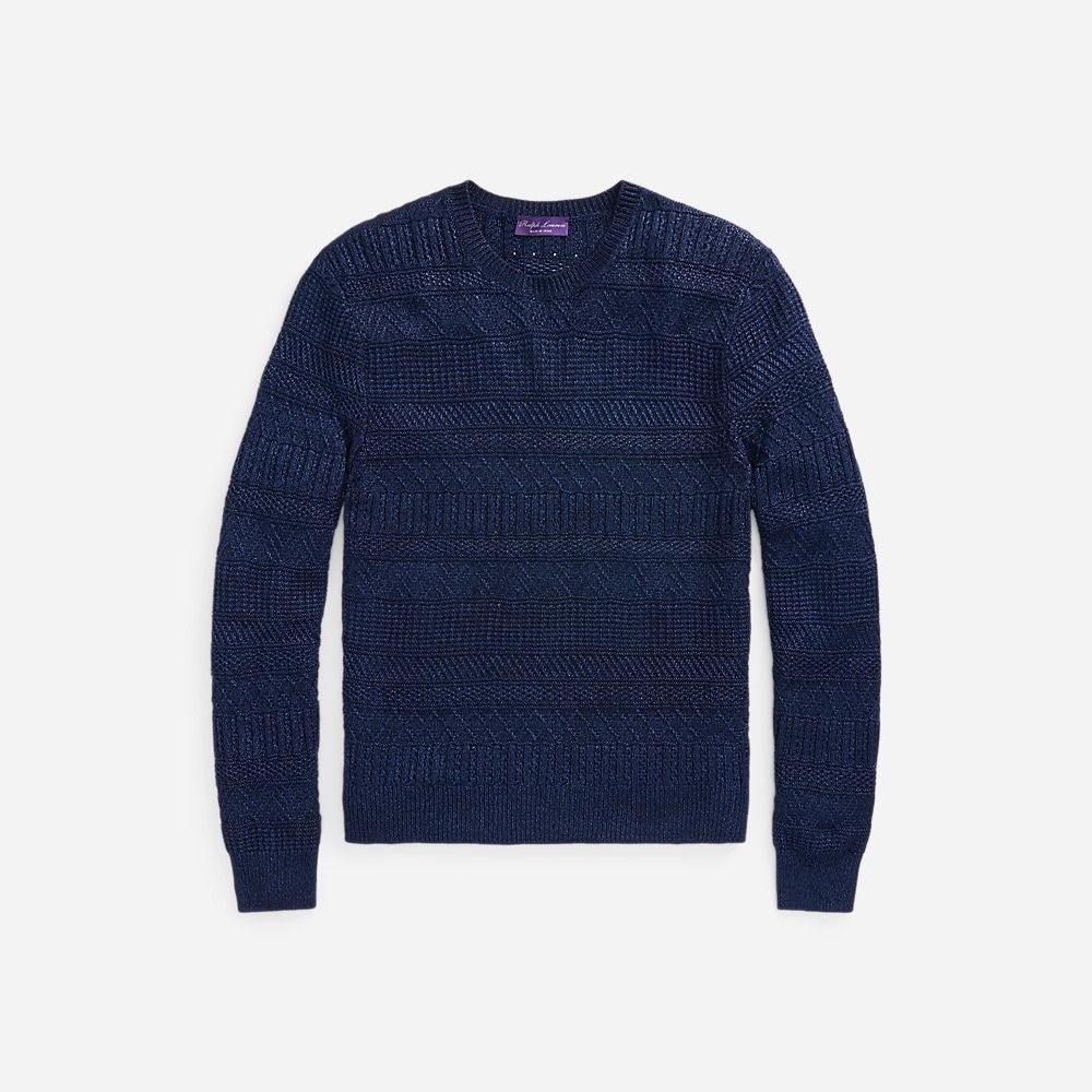 Textures Silk-Cotton Sweater - Spring Navy Multi