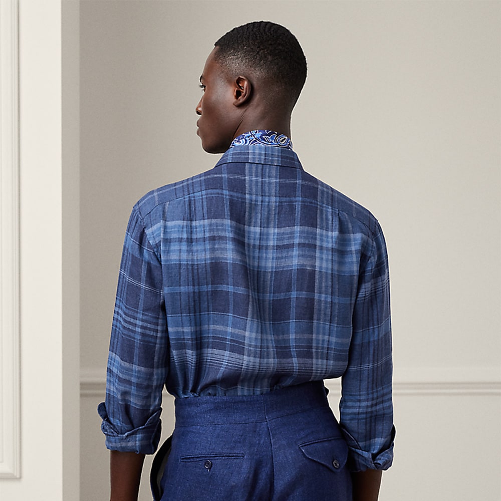 Plaid Linen Shirt - Indigo Blue Multi