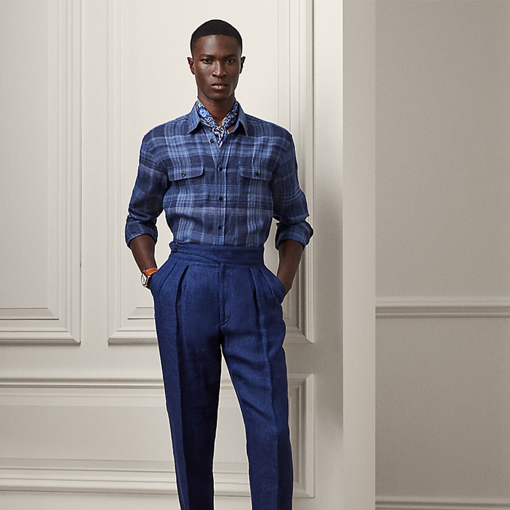 Plaid Linen Shirt - Indigo Blue Multi