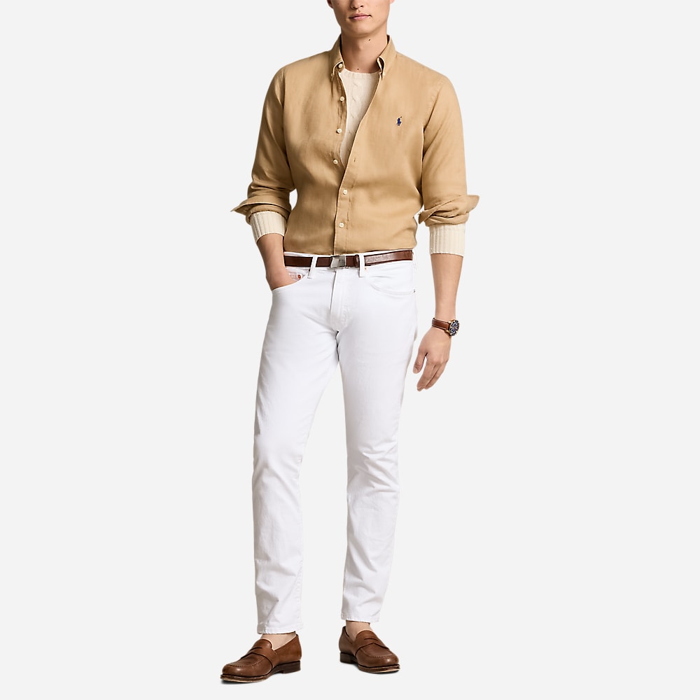 Slim Fit Linen Shirt - Vintage Khaki