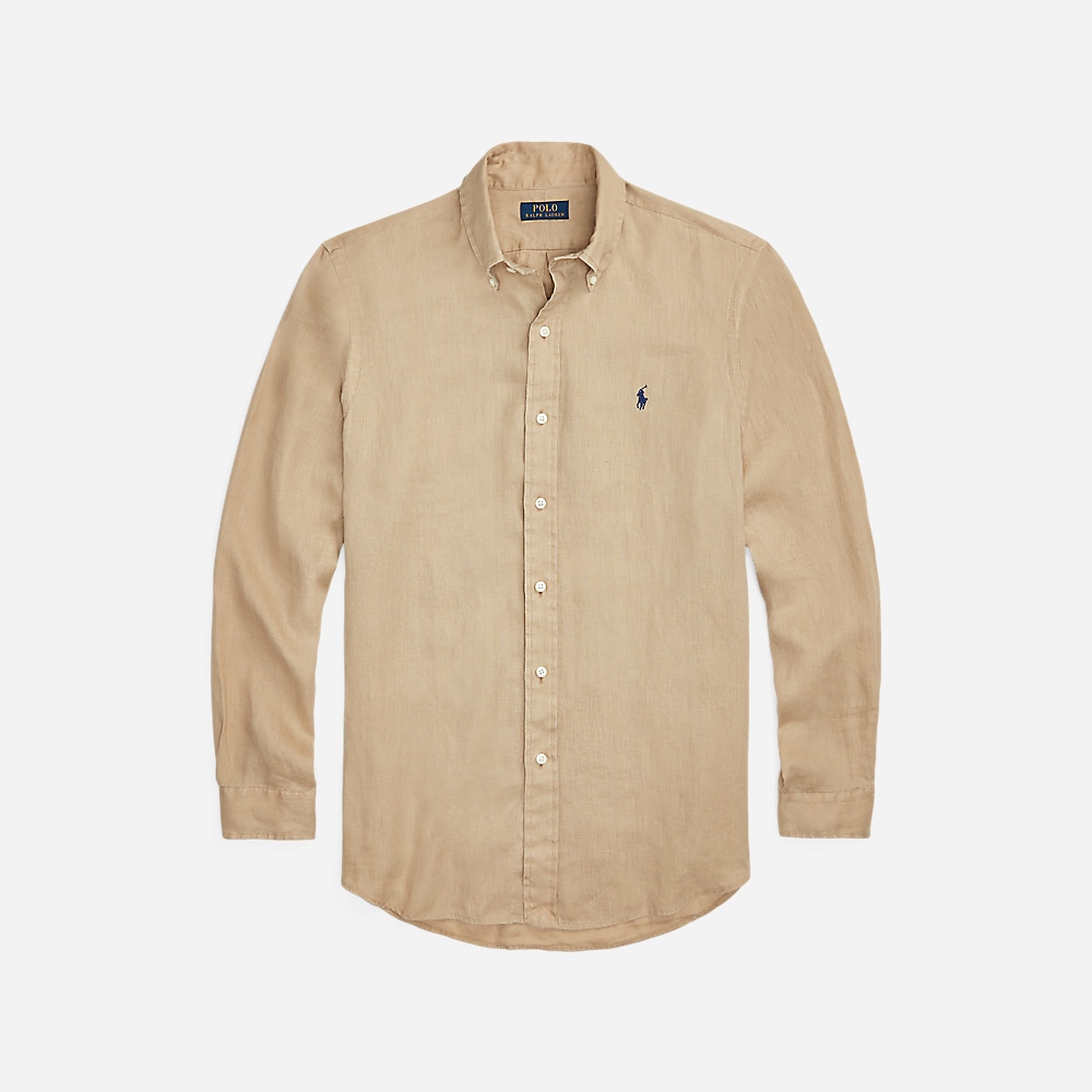 Slim Fit Linen Shirt - Vintage Khaki