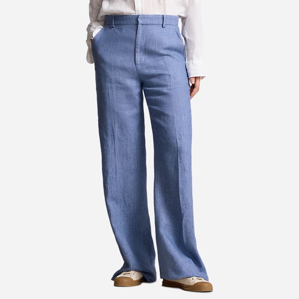 Linen Wide-Leg Pant - Capri Blue