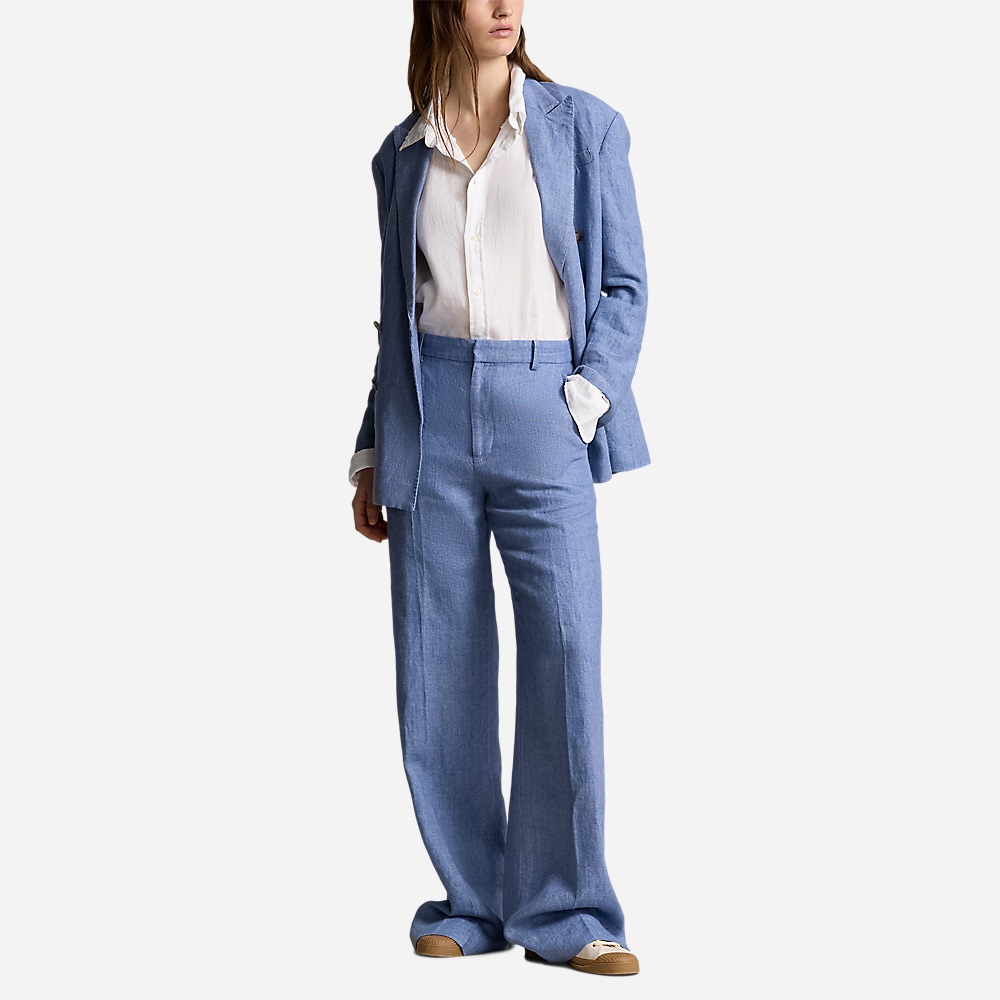 Linen Wide-Leg Pant - Capri Blue