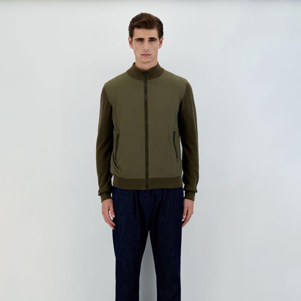 Waffle Cotton-Stretch Jacket - Verde Militare