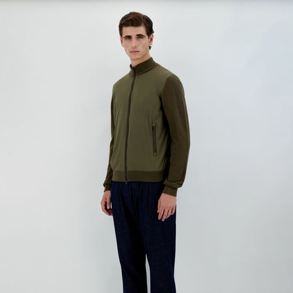 Waffle Cotton-Stretch Jacket - Verde Militare