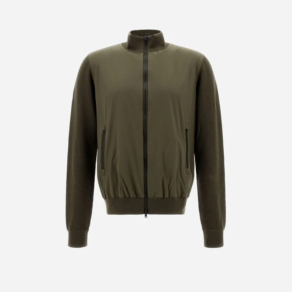 Waffle Cotton-Stretch Jacket - Verde Militare