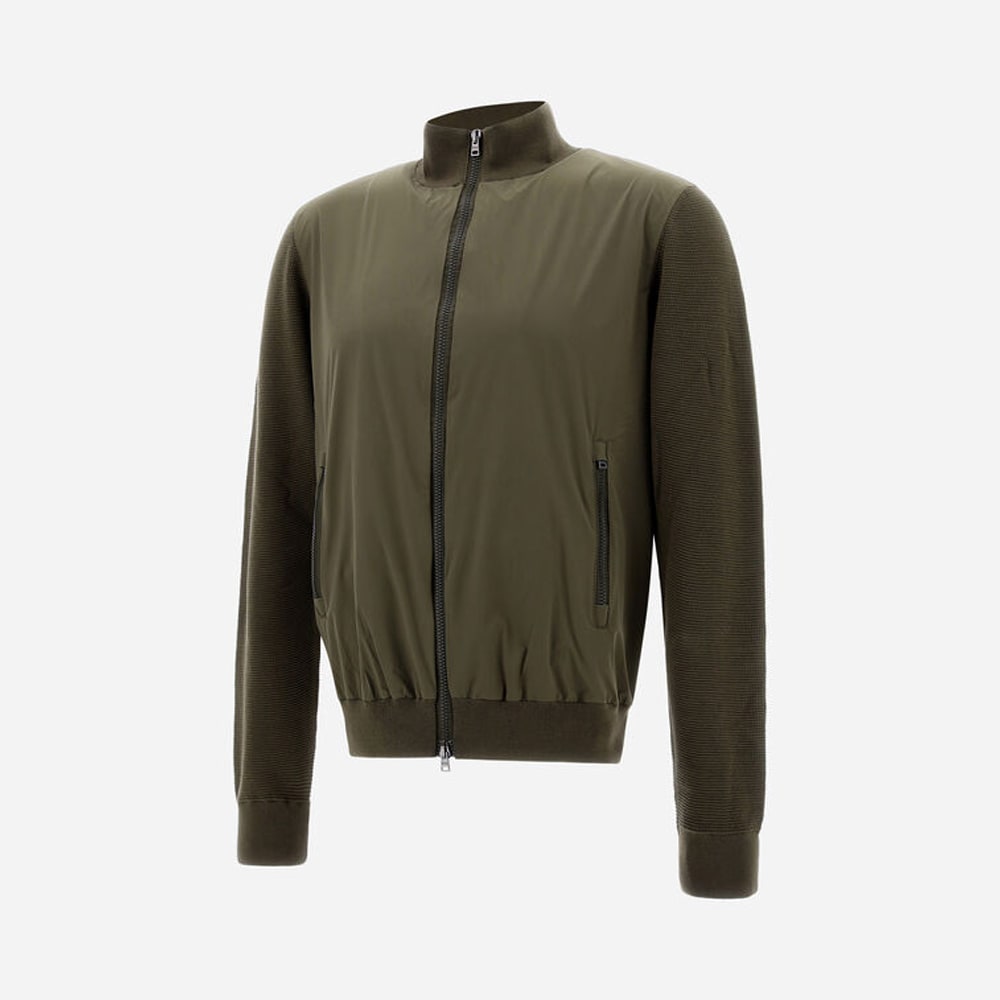 Waffle Cotton-Stretch Jacket - Verde Militare
