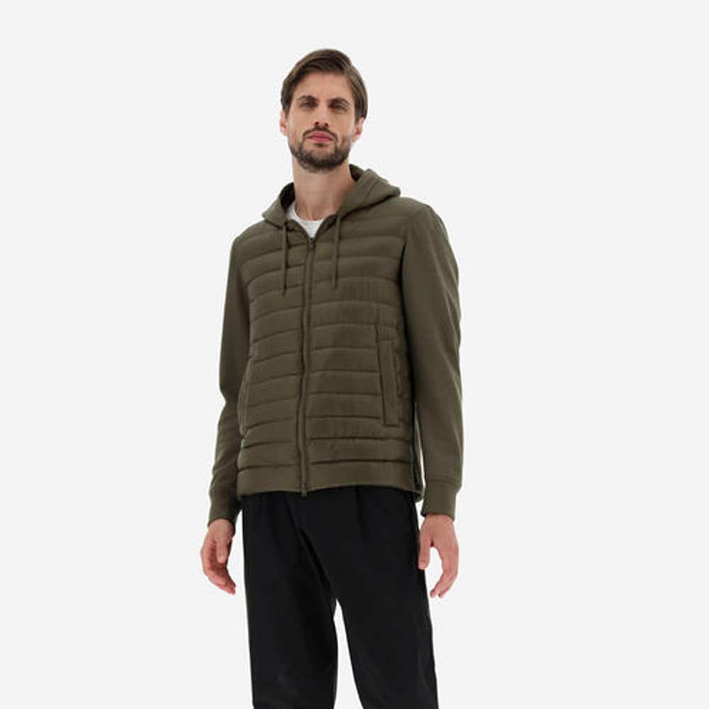 Ultralight Nylon & Fleece Bomber Jacket - Verde Militare