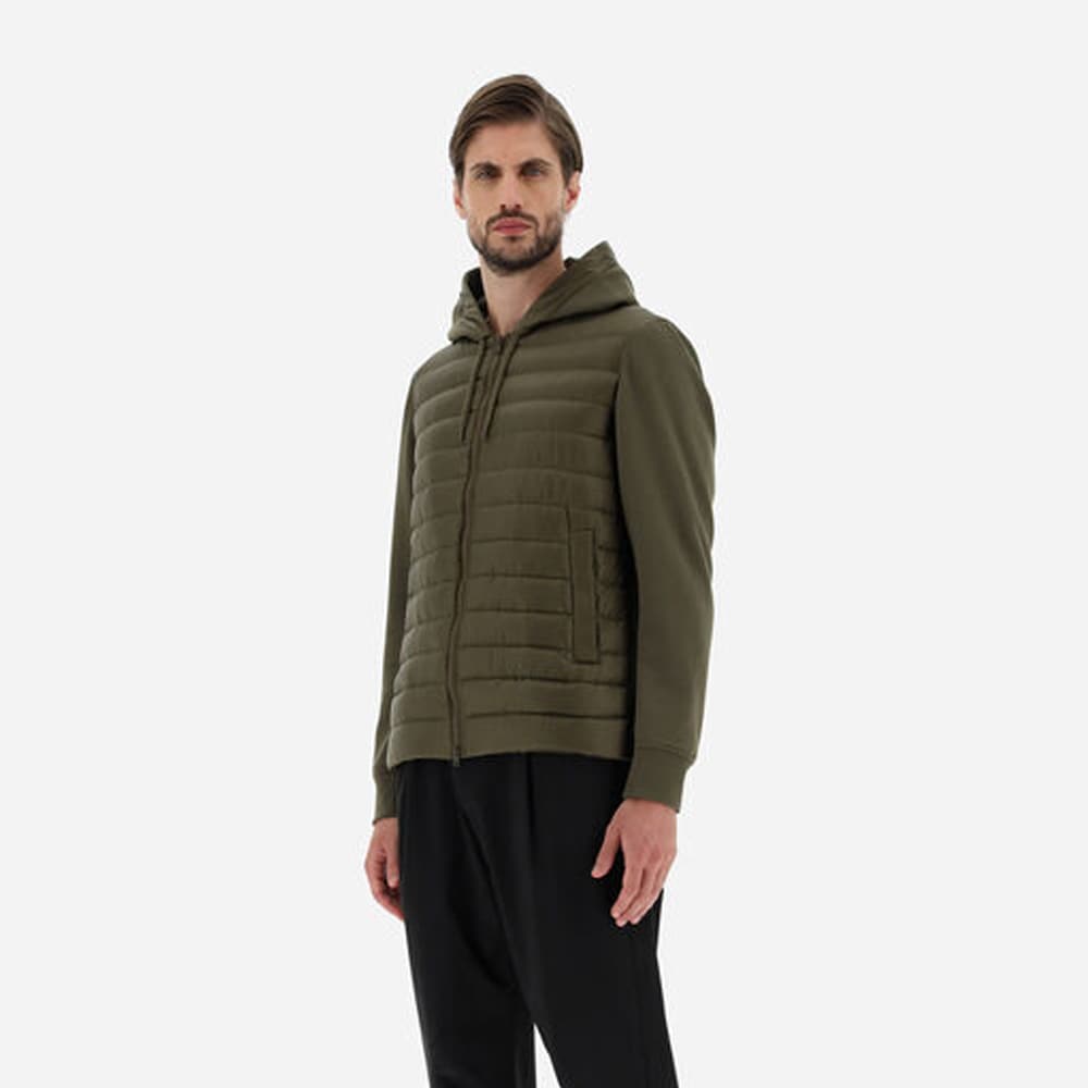 Ultralight Nylon & Fleece Bomber Jacket - Verde Militare