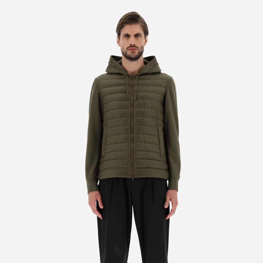 Ultralight Nylon & Fleece Bomber Jacket - Verde Militare