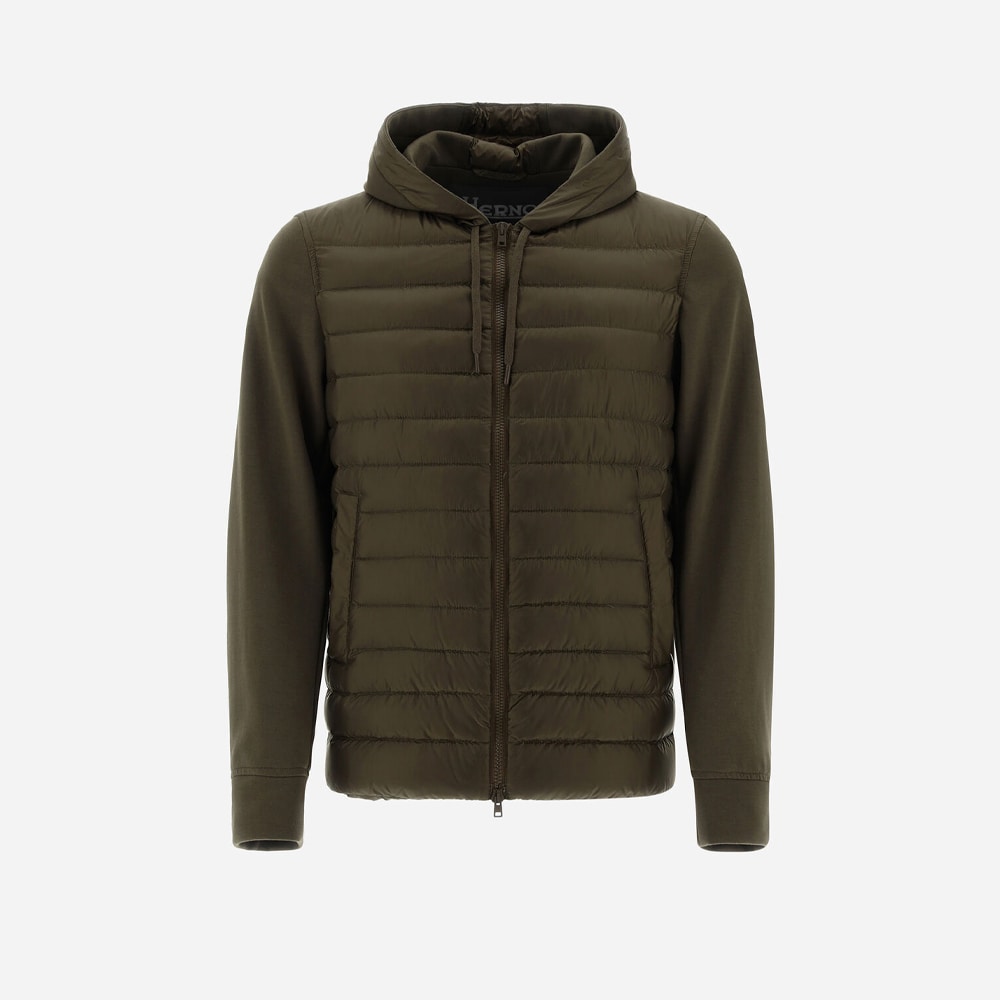 Ultralight Nylon & Fleece Bomber Jacket - Verde Militare