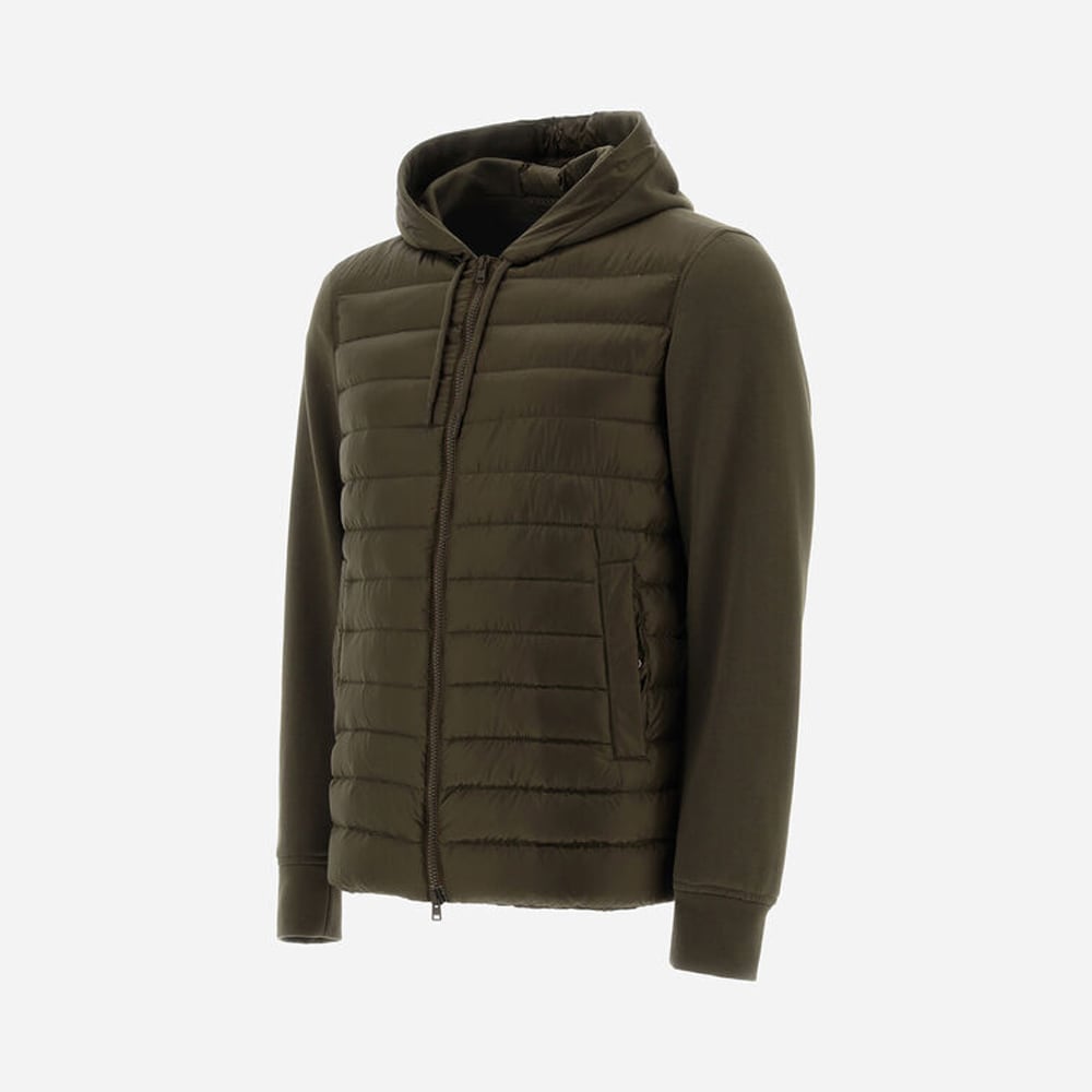 Ultralight Nylon & Fleece Bomber Jacket - Verde Militare