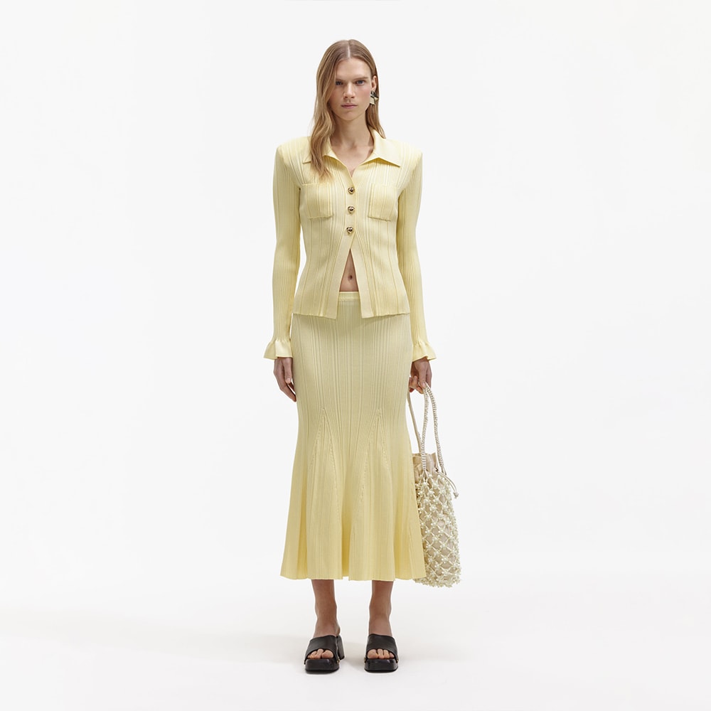 Ribbed Knit Skirt - Yellow