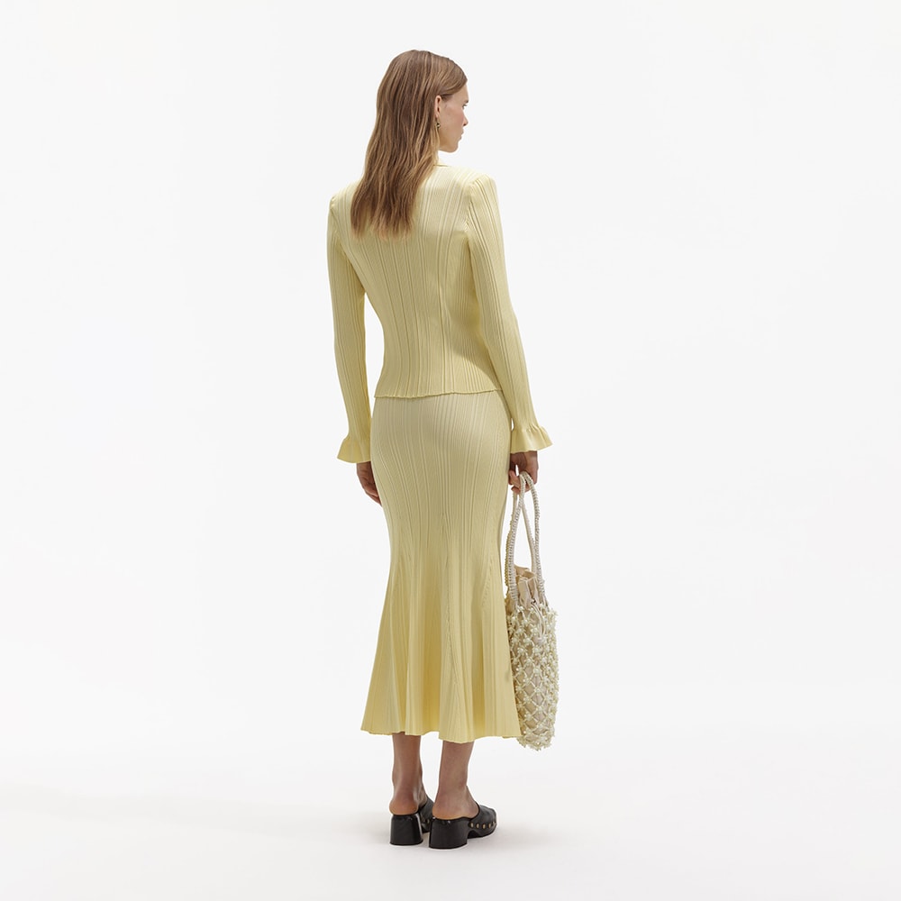 Ribbed Knit Skirt - Yellow