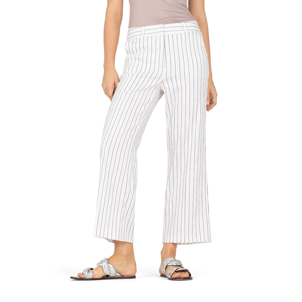 California Linen Blend - Woven Pinstripes White-Black