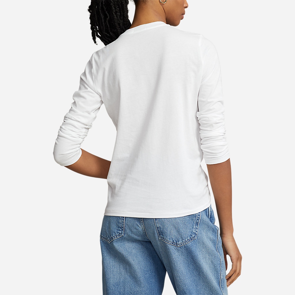 Long-Sleeve Jersey Crewneck Tee - White