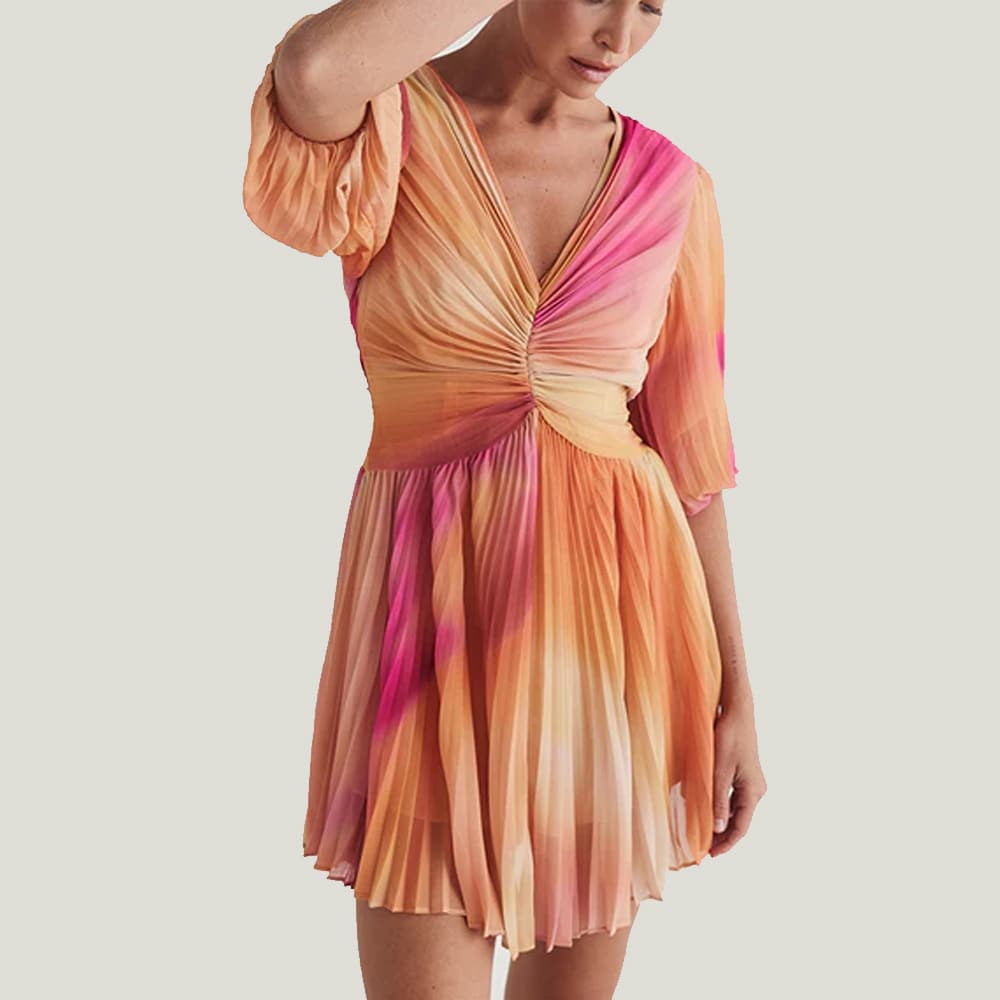 Zephyr Pleated Mini Dress - Zephyr Print