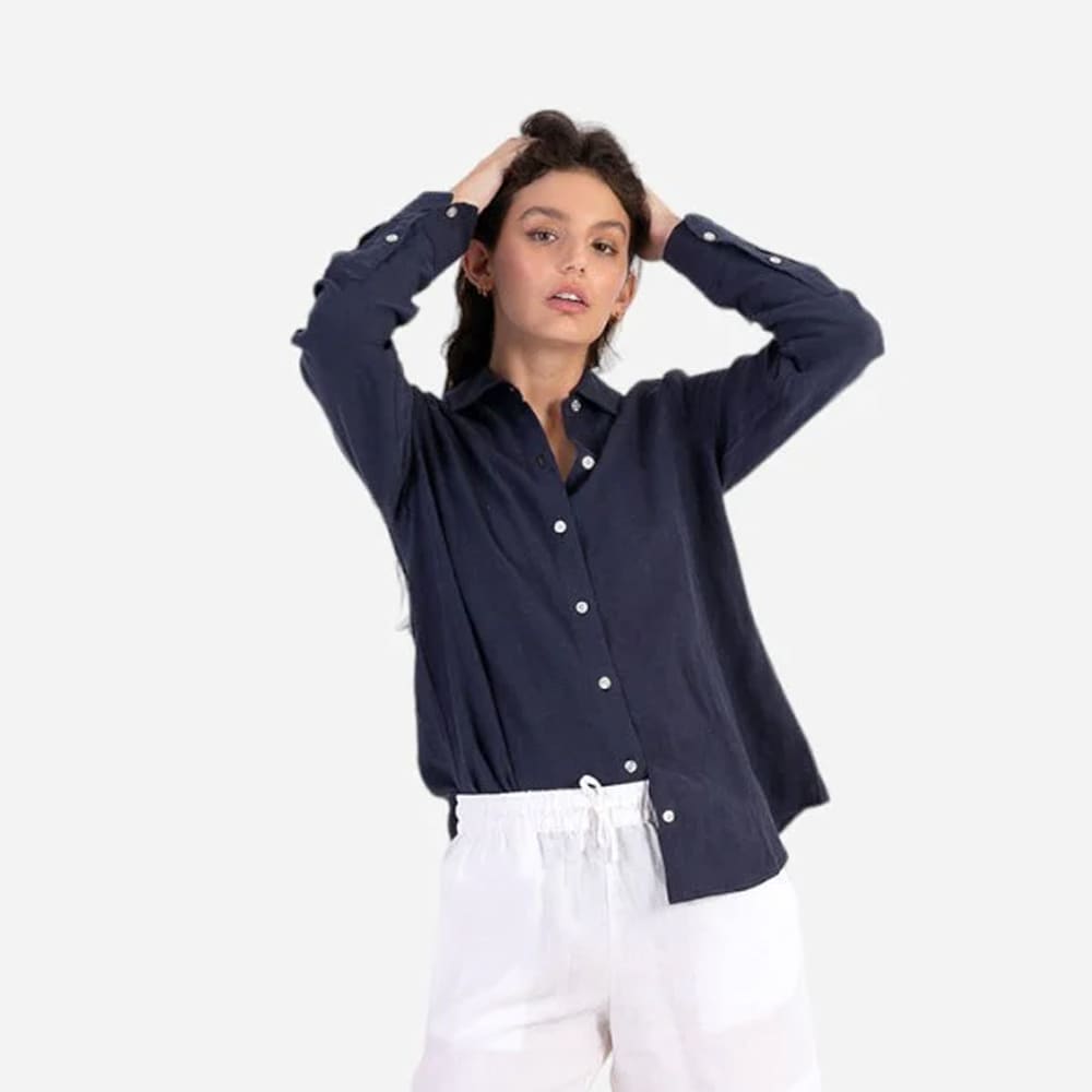 Palma Linen Shirt - Navy