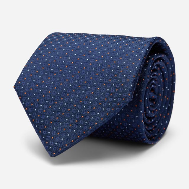Tie Silk - Dark Blue-Orange