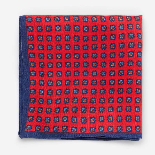Hankys Linen - Red-Blue Flower